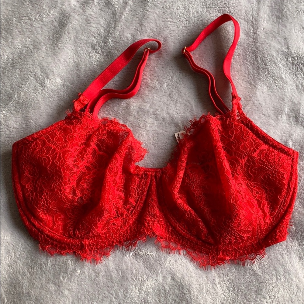 Lace Underwire Bra - Red